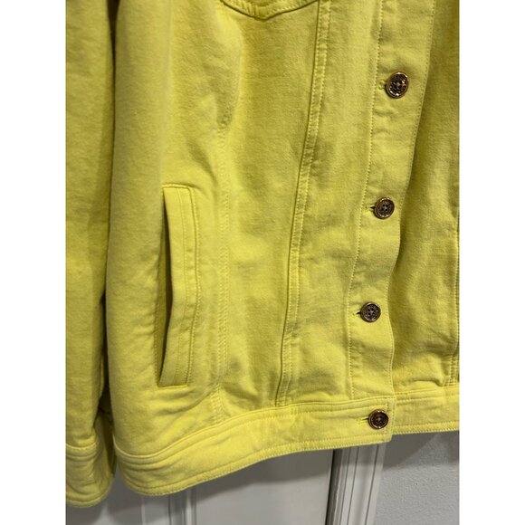 Isaac Mizrahi Live Yellow Button-Front Denim Jacket Plus Size 18W Versatile Clas - Picture 4 of 10